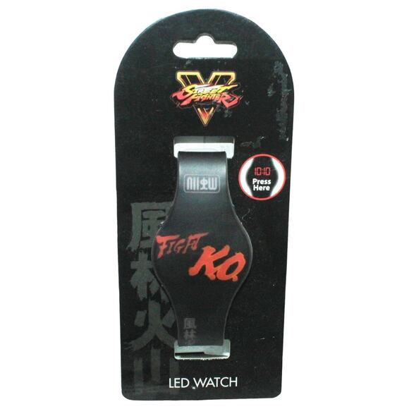 Vintage Street Fighter V Fight KO - Digital LED Vinyl Black Wrist Watch - Picture 1 of 4